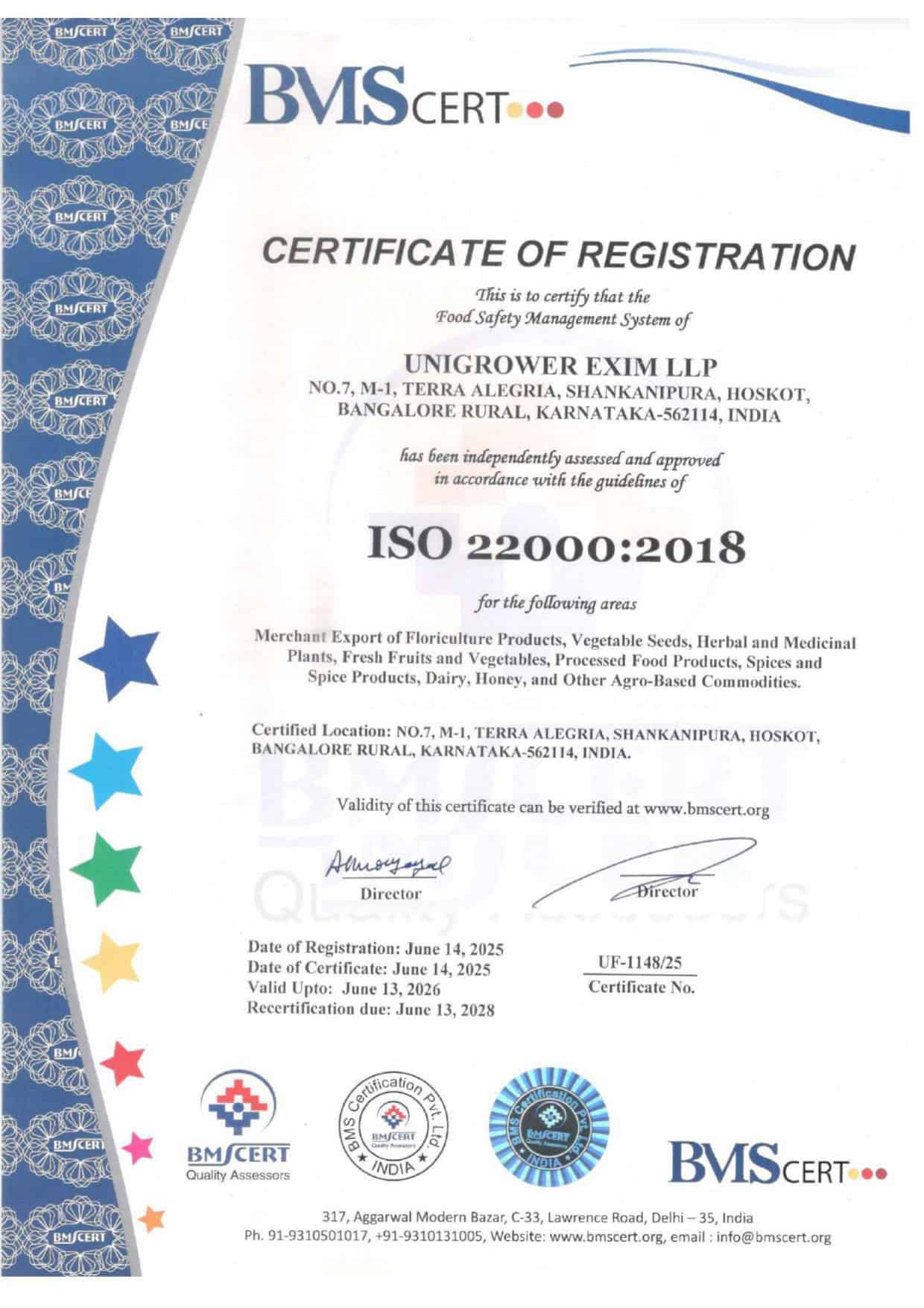 Quality Certifiate - UNIGROWER EXIM LLP=ISO-22000_page-0001